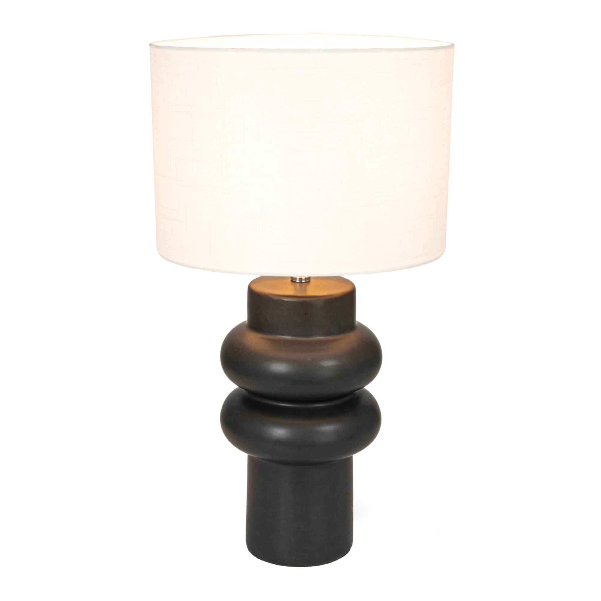 Hello Honey® 20" Black Stoneware Table Lamp with Linen Shade